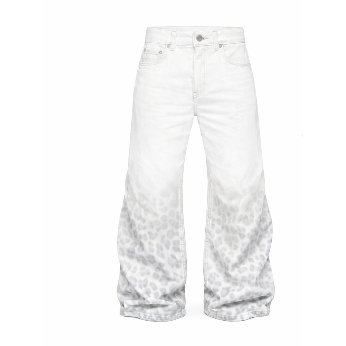 Faded leopard jeans - White