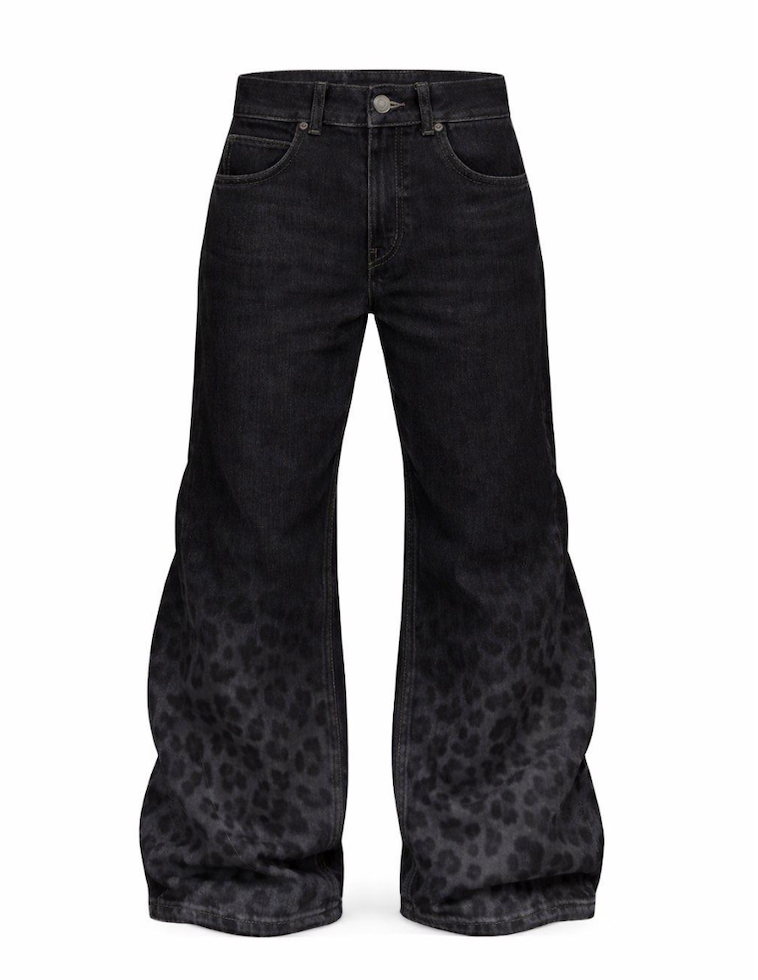 Faded leopard jeans - Black