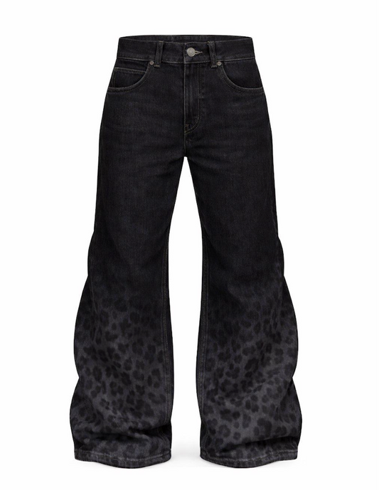 Faded leopard jeans - Black