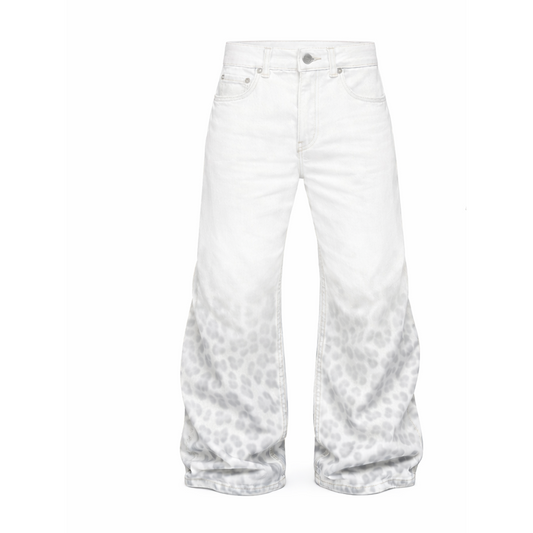 Faded leopard jeans - White